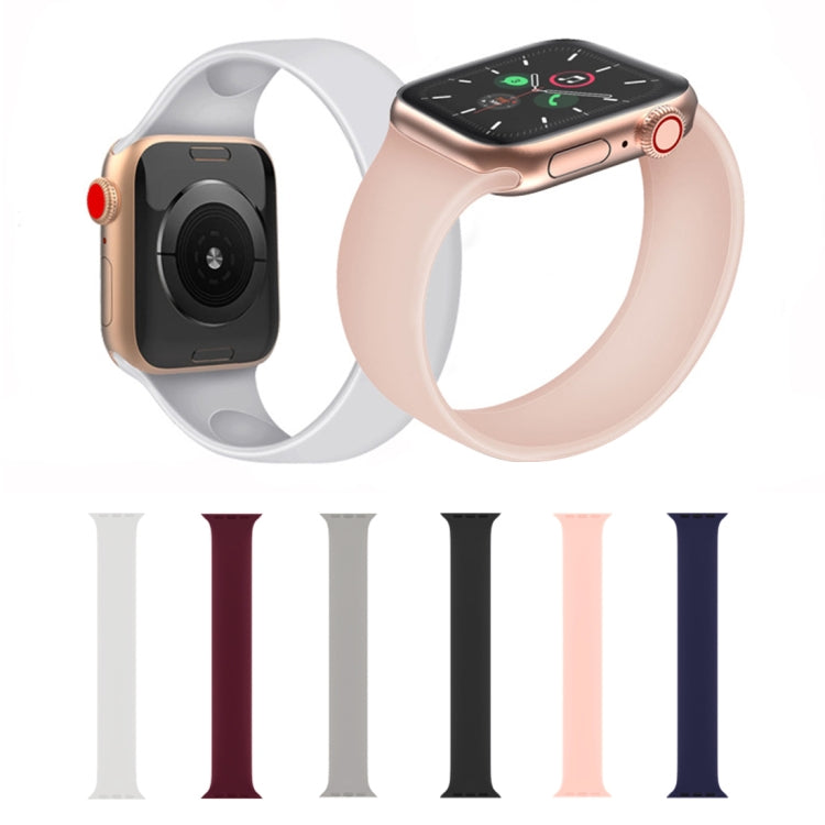 Lisslune | For Apple Watch Ultra 49mm & Watch Ultra 2 49mm / Series 9 & 8 & 7 45mm / SE 3 & SE 2 & 6 & SE & 5 & 4 44mm / 3 & 2 & 1 42mm Solid Color Elastic Silicone Watch Band, Size: S 130mm (White)