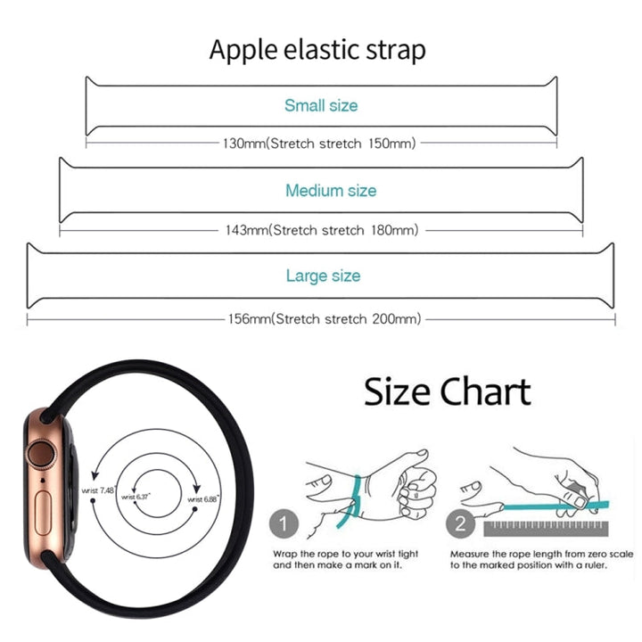 Lisslune | For Apple Watch Ultra 49mm & Watch Ultra 2 49mm / Series 9 & 8 & 7 45mm / SE 3 & SE 2 & 6 & SE & 5 & 4 44mm / 3 & 2 & 1 42mm Solid Color Elastic Silicone Watch Band, Size: S 130mm (White)