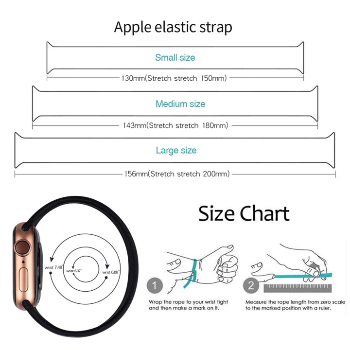 Lisslune | For Apple Watch Ultra 49mm & Watch Ultra 2 49mm / Series 9 & 8 & 7 45mm / SE 3 & SE 2 & 6 & SE & 5 & 4 44mm / 3 & 2 & 1 42mm Solid Color Elastic Silicone Watch Band, Size: M 143mm (Pink)