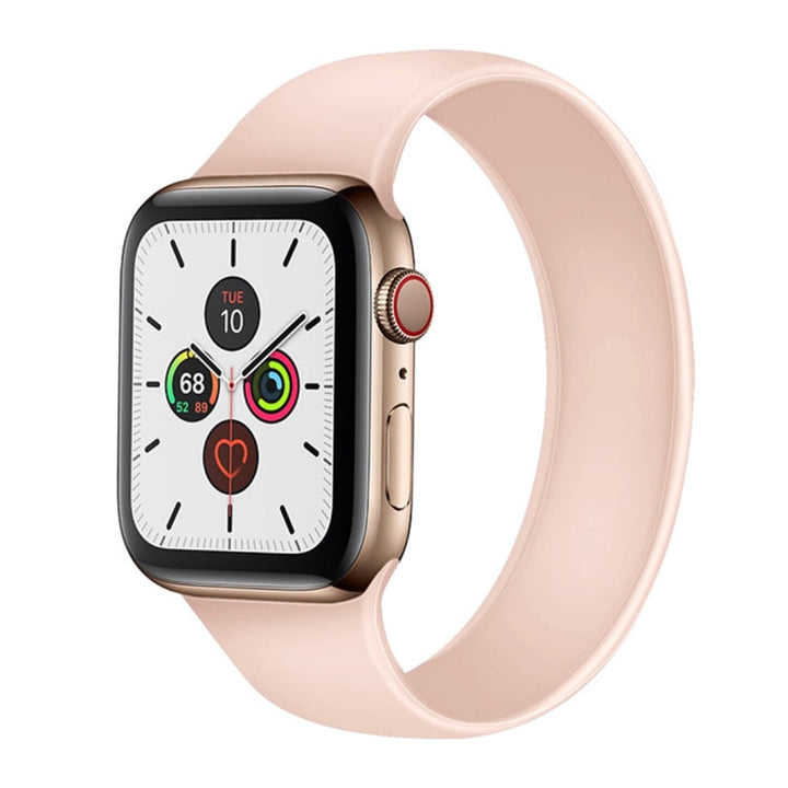 Lisslune | For Apple Watch Ultra 49mm & Watch Ultra 2 49mm / Series 9 & 8 & 7 45mm / SE 3 & SE 2 & 6 & SE & 5 & 4 44mm / 3 & 2 & 1 42mm Solid Color Elastic Silicone Watch Band, Size: M 143mm (Pink)