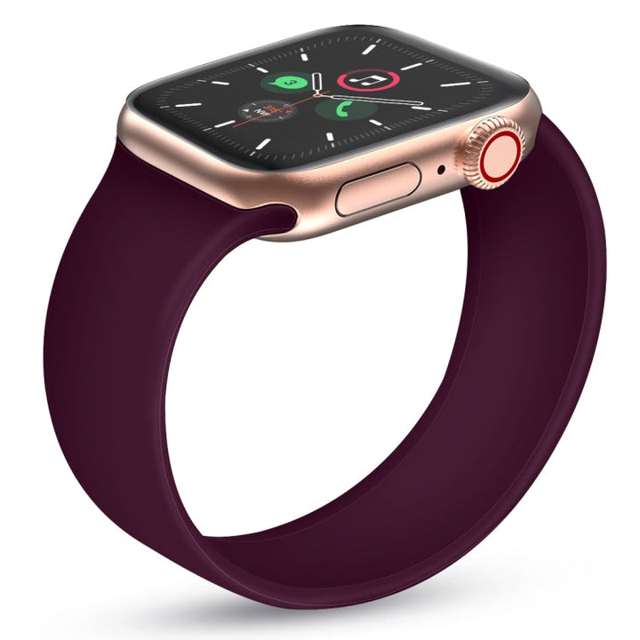 Lisslune | For Apple Watch Ultra 49mm & Watch Ultra 2 49mm / Series 9 & 8 & 7 45mm / SE 3 & SE 2 & 6 & SE & 5 & 4 44mm / 3 & 2 & 1 42mm Solid Color Elastic Silicone Watch Band, Size: M 143mm (Purple)