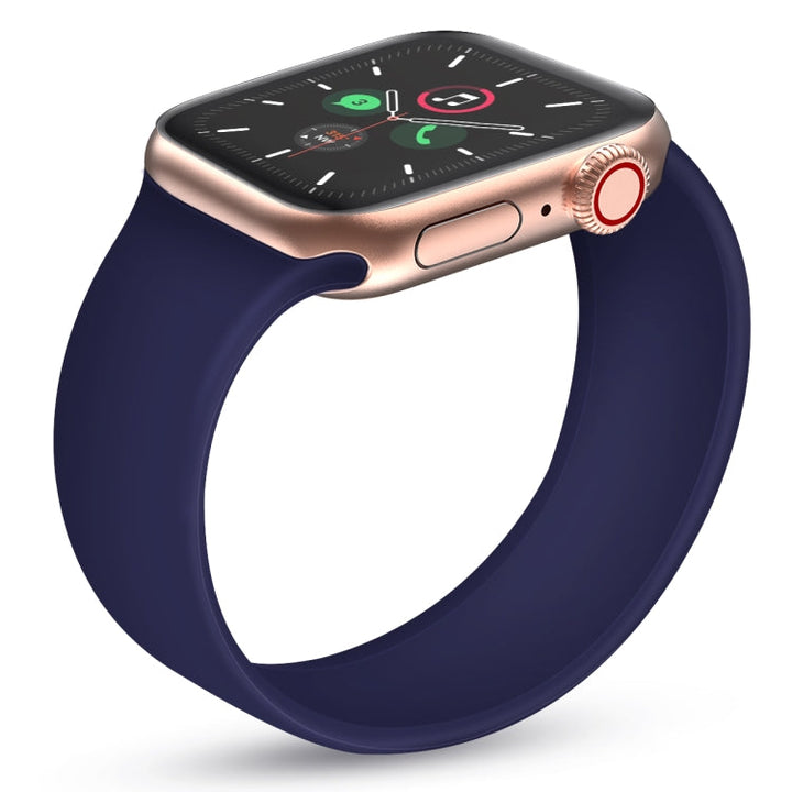 Lisslune | For Apple Watch Ultra 49mm&Watch Ultra 2 49mm / Series 9&8&7 45mm / SE 3&SE 2&6&SE&5&4 44mm / 3&2&1 42mm Solid Color Elastic Silicone Watch Band, Size:L 156mm(Sapphire Blue)