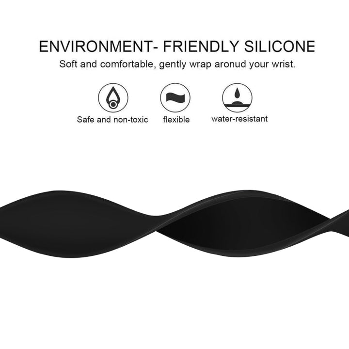 Lisslune | For Apple Watch Ultra 49mm&Watch Ultra 2 49mm / Series 9&8&7 45mm / SE 3&SE 2&6&SE&5&4 44mm / 3&2&1 42mm Solid Color Elastic Silicone Watch Band, Size:L 156mm(Black)