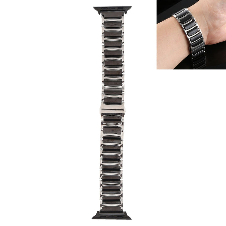 Lisslune | For Apple Watch Series 8&7 41mm / SE 2&6&SE&5&4 40mm / 3&2&1 38mm Ceramic Steel Bracelet (Black)