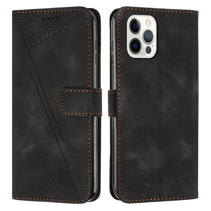 Lisslune | For iPhone 13 Pro Max Dream Triangle Leather Phone Case with Shoulder Strap (Black)