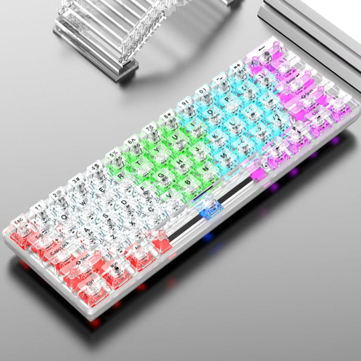 Lisslune | XUNFOX K30 Transparent 61-Key Backlit Wired Mechanical Keyboard, Cable Length: 1.5 m (White)