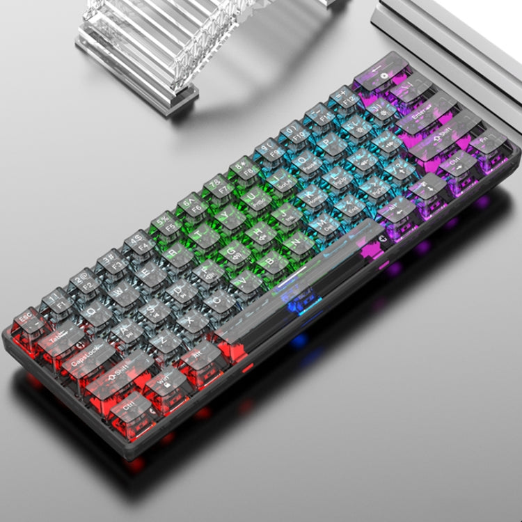 Lisslune | XUNFOX K30 Transparent 61-Key Black Backlit Wired Mechanical Keyboard, Cable Length: 1.5 m (Black)