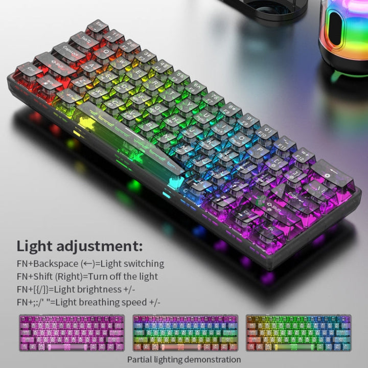 Lisslune | XUNFOX K30 Pro 2.4G + BT + Wired Transparent 61-Key Mechanical White Switch Keyboard (White)