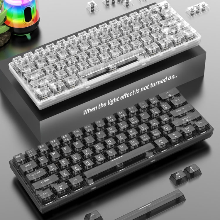 Lisslune | XUNFOX K30 Pro 2.4G + BT + Wired Transparent 61-Key Mechanical White Switch Keyboard (White)