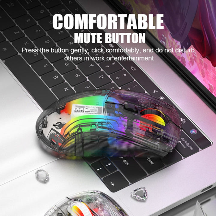 Lisslune | XUNFOX XYH20RGB 2.4G + BT + Wired Transparent 2400DPI RGB Light Gaming Mouse(White)