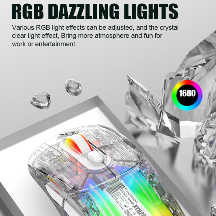 Lisslune | XUNFOX XYH20RGB 2.4G + BT + Wired Transparent 2400DPI RGB Light Gaming Mouse (Black)