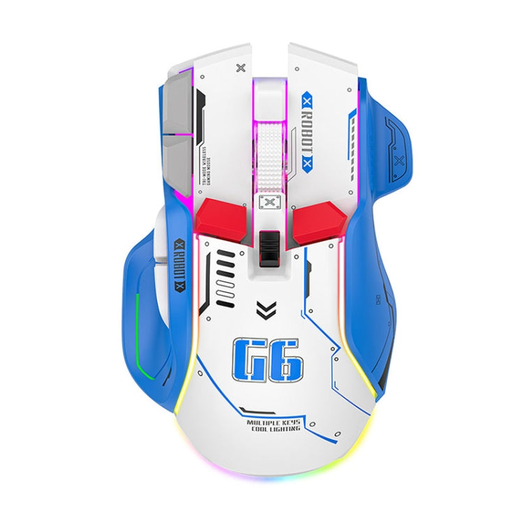 Lisslune | HXSJ G6 10 Keys RGB 12800DPI Tri-Mode Wireless Gaming Mouse (White)
