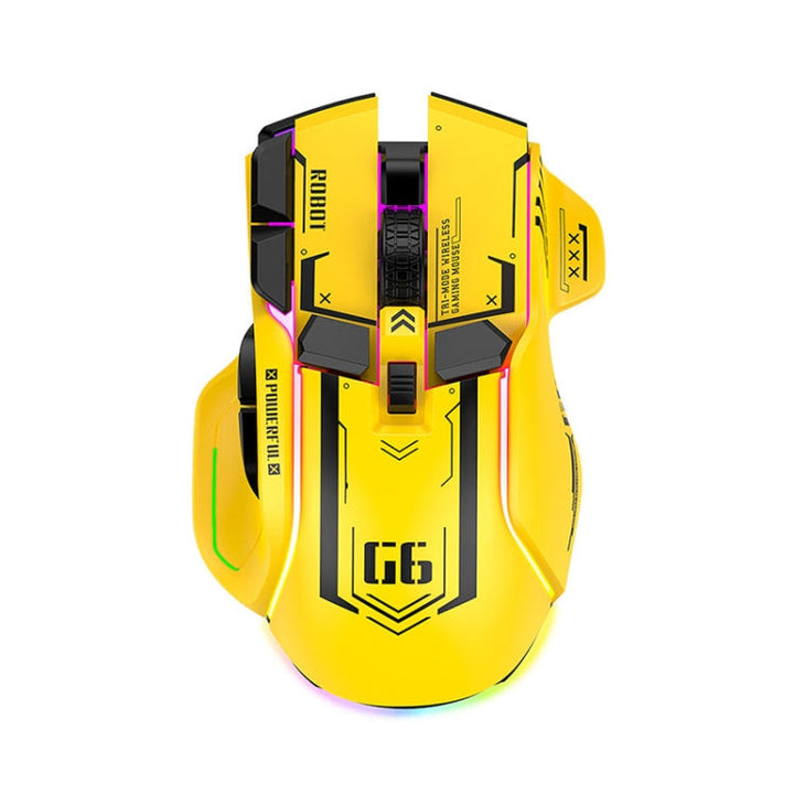 Lisslune | HXSJ G6 10 Keys RGB 12800DPI Tri-Mode Wireless Gaming Mouse (Yellow)