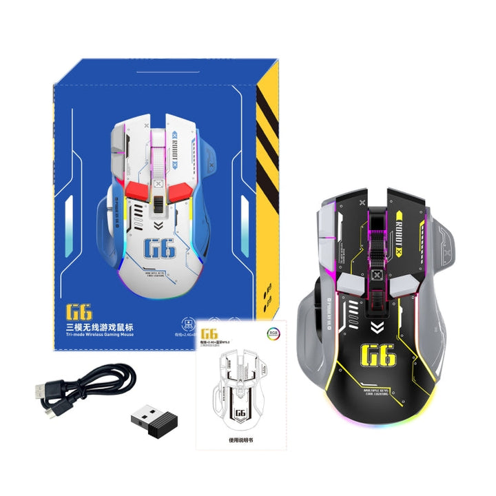 Lisslune | HXSJ G6 10 Keys RGB 12800DPI Tri-Mode Wireless Gaming Mouse (Black)