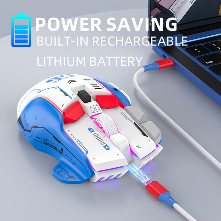 Lisslune | HXSJ G6 10 Keys RGB 12800DPI Tri-Mode Wireless Gaming Mouse (White)