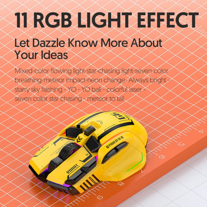 Lisslune | HXSJ G6 10 Keys RGB 12800DPI Tri-Mode Wireless Gaming Mouse (Black)