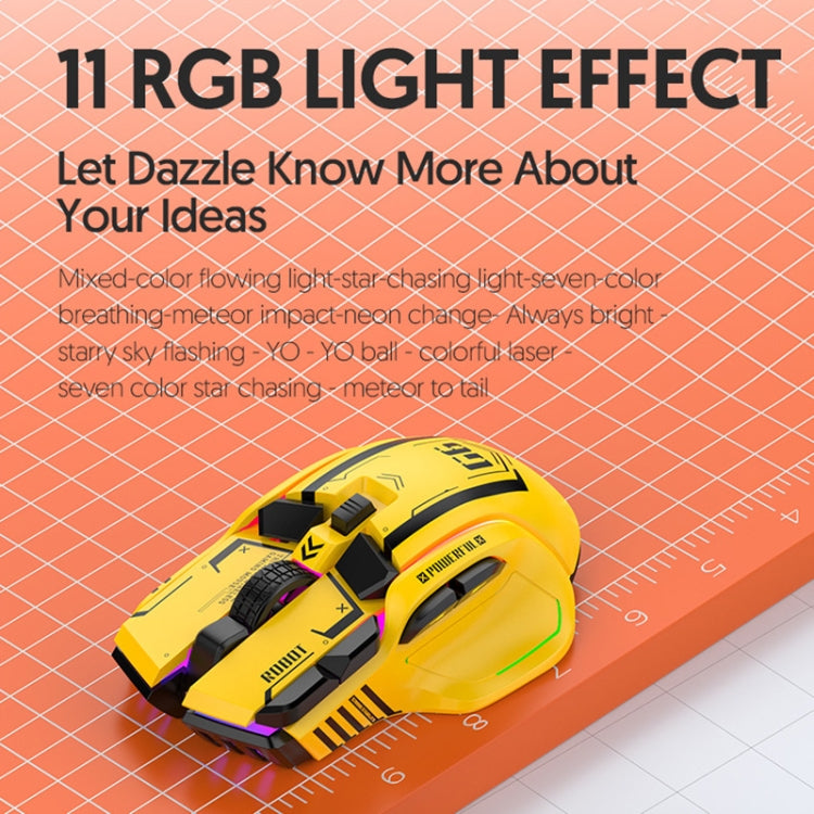 Lisslune | HXSJ G6 10 Keys RGB 12800DPI Tri-Mode Wireless Gaming Mouse (White)