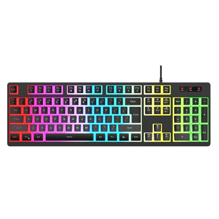 Lisslune | HXSJ L200 Wired RGB Backlit Keyboard 104 Pudding Keycaps (Black)