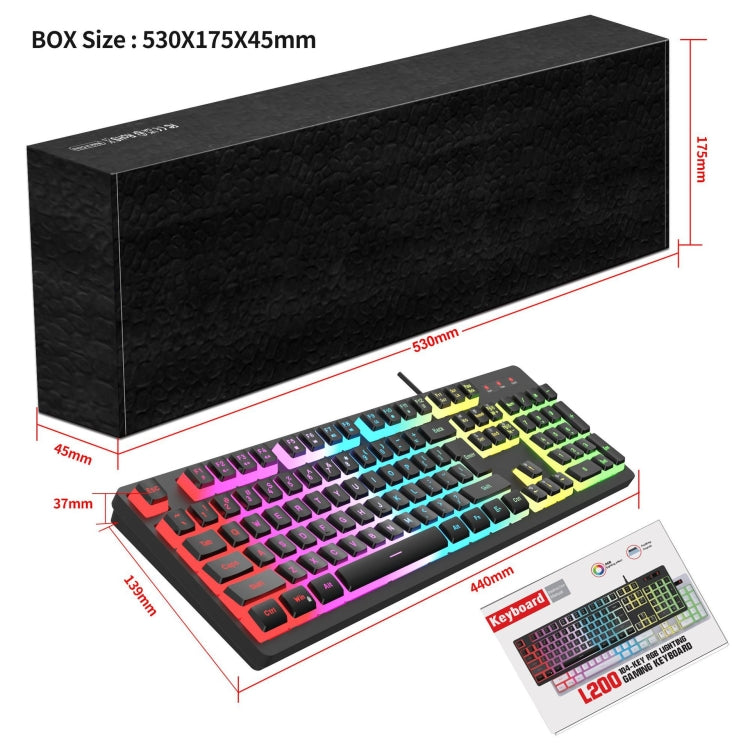 Lisslune | HXSJ L200 Wired RGB Backlit Keyboard 104 Pudding Keycaps (Black)