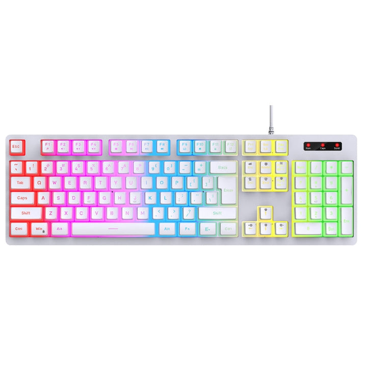Lisslune | HXSJ L200 Wired RGB Backlit Keyboard 104 Pudding Keycaps (White)