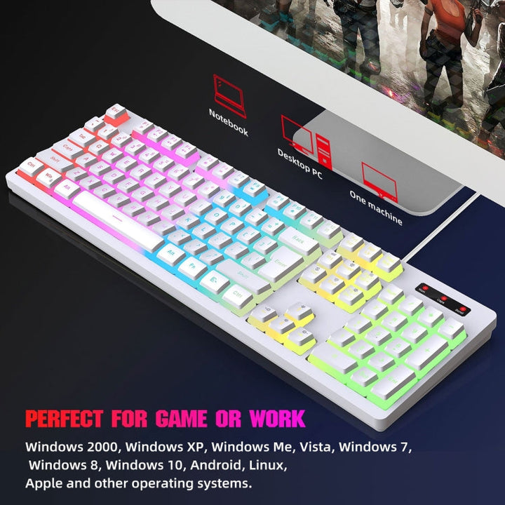 Lisslune | HXSJ L200 Wired RGB Backlit Keyboard 104 Pudding Keycaps (Black)