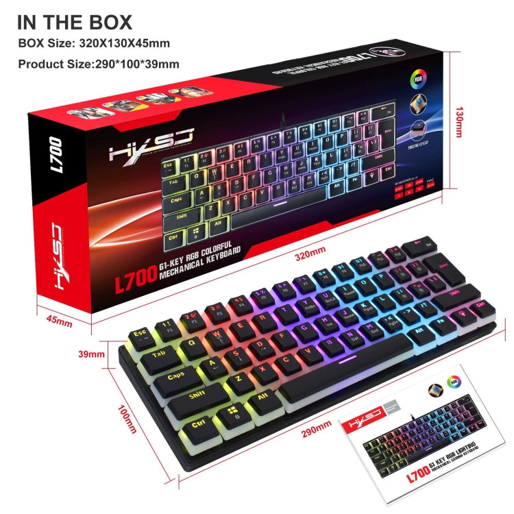 Lisslune | HXSJ L700 Wired RGB Mechanical Keyboard 61 Pudding Keycaps (Black)