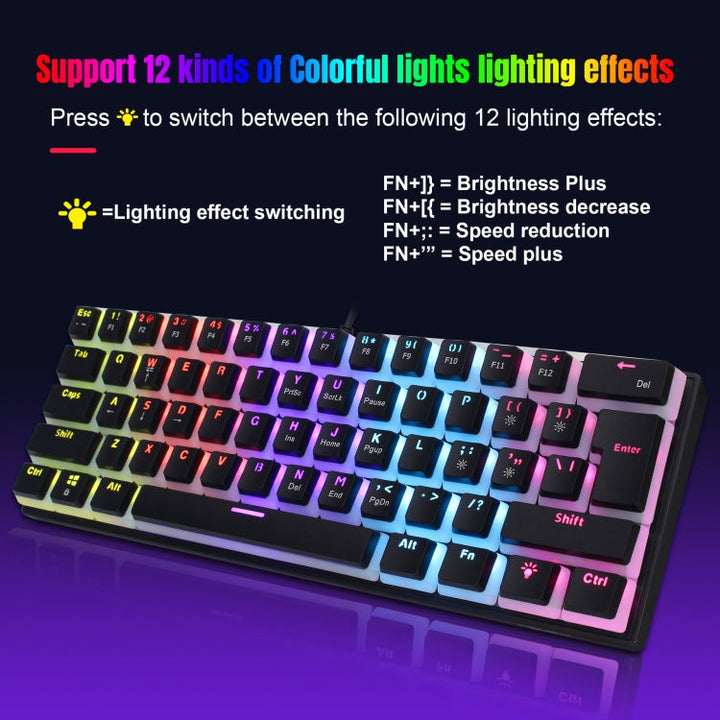 Lisslune | HXSJ L700 Wired RGB Mechanical Keyboard 61 Pudding Keycaps (Black)