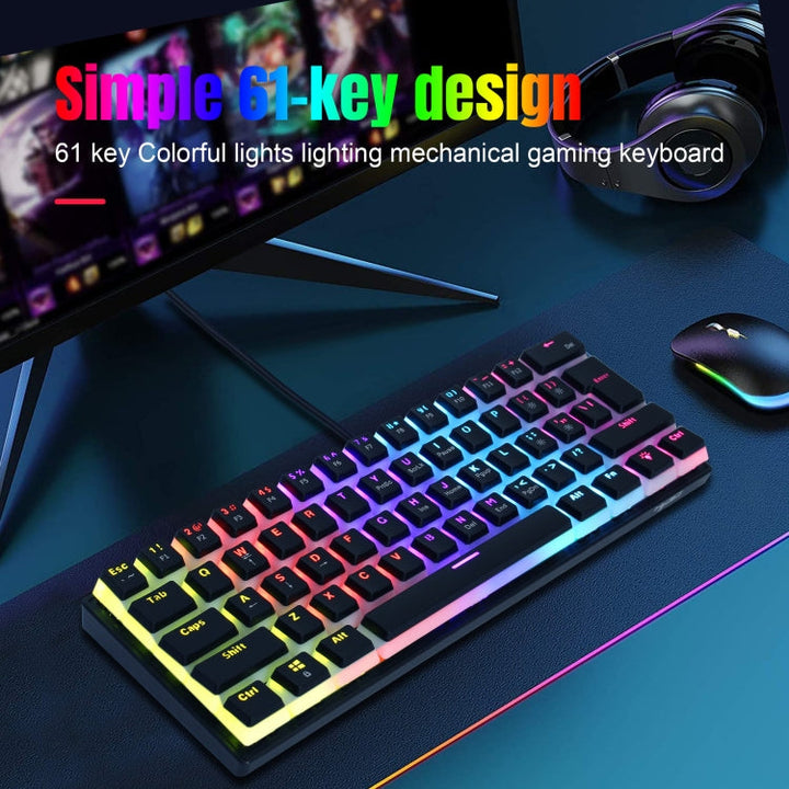 Lisslune | HXSJ L700 Wired RGB Mechanical Keyboard 61 Pudding Keycaps (Black)