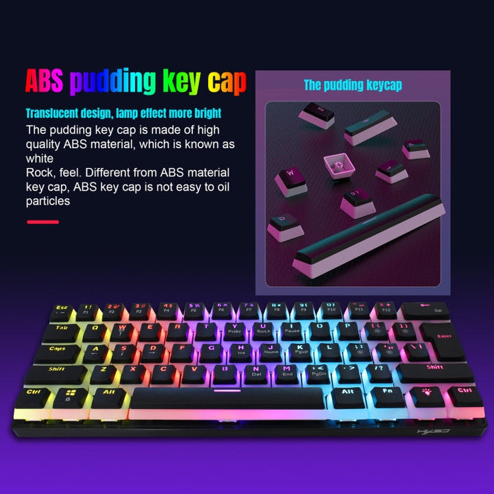Lisslune | HXSJ L700 Wired RGB Mechanical Keyboard 61 Pudding Keycaps (Black)