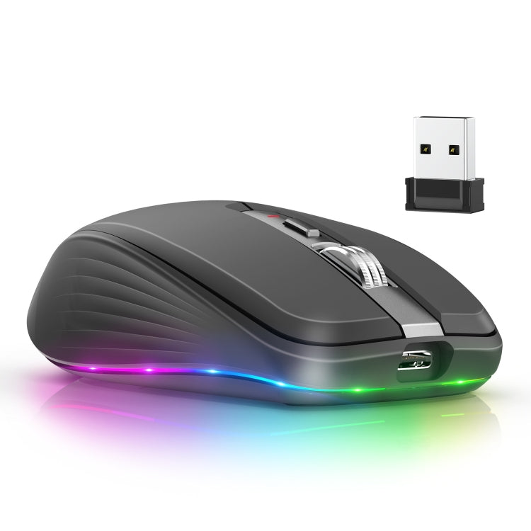 Lisslune | HXSJ M303 2400DPI Dual Mode 2.4GHz + Bluetooth 5.1 Wireless Mouse (Black)