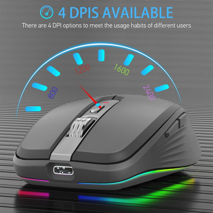Lisslune | HXSJ M303 2400DPI Dual Mode 2.4GHz + Bluetooth 5.1 Wireless Mouse (Black)
