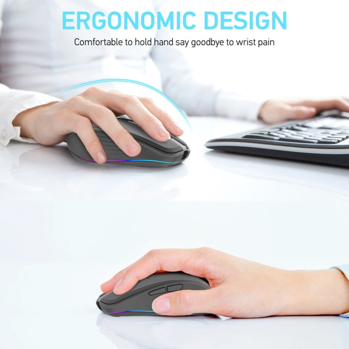 Lisslune | HXSJ M303 2400DPI Dual Mode 2.4GHz + Bluetooth 5.1 Wireless Mouse (Black)