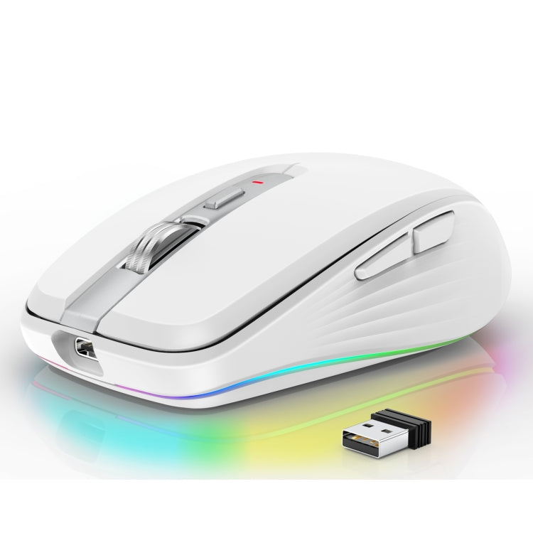 Lisslune | HXSJ M303 2400DPI Dual Mode 2.4GHz + Bluetooth 5.1 Wireless Mouse (White)