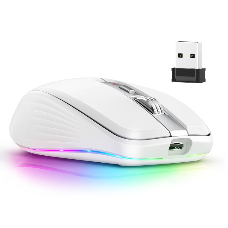 Lisslune | HXSJ M303 2400DPI Dual Mode 2.4GHz + Bluetooth 5.1 Wireless Mouse (White)