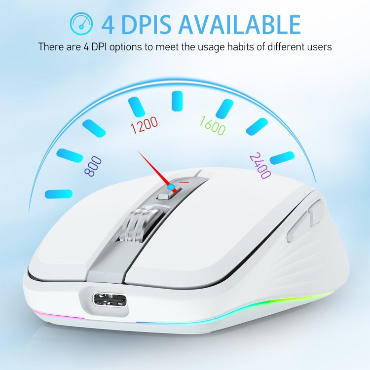 Lisslune | HXSJ M303 2400DPI Dual Mode 2.4GHz + Bluetooth 5.1 Wireless Mouse (White)