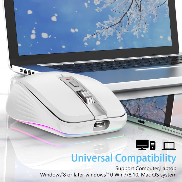 Lisslune | HXSJ M303 2400DPI Dual Mode 2.4GHz + Bluetooth 5.1 Wireless Mouse (White)