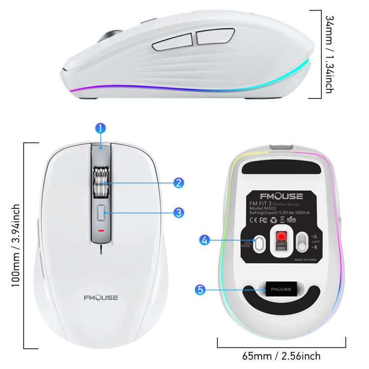 Lisslune | HXSJ M303 2400DPI Dual Mode 2.4GHz + Bluetooth 5.1 Wireless Mouse (Black)