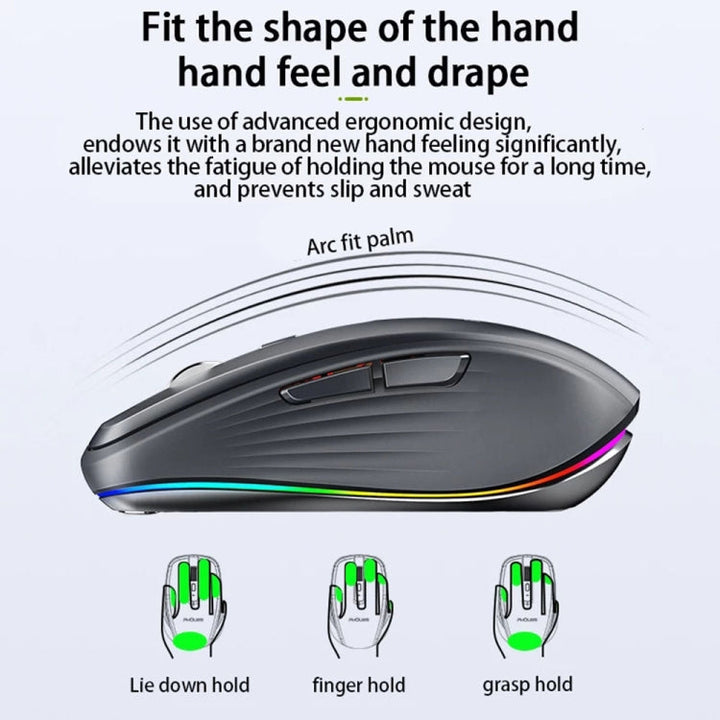 Lisslune | HXSJ M303 2400DPI Dual Mode 2.4GHz + Bluetooth 5.1 Wireless Mouse (Black)