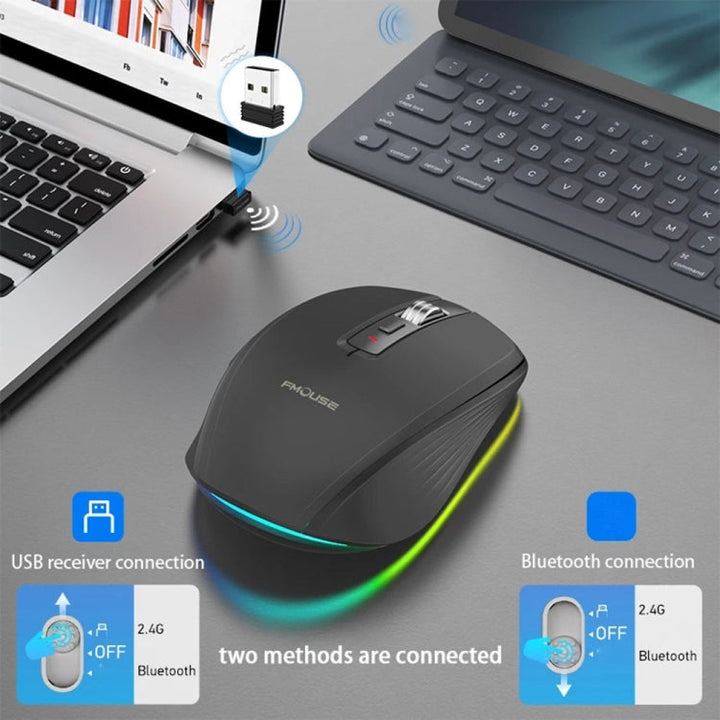 Lisslune | HXSJ M303 2400DPI Dual-Mode 2.4GHz + Bluetooth 5.1 Wireless Mouse (Pink)