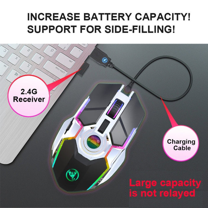 Lisslune | HXSJ T30 2400DPI RGB 2.4GHz Wireless Mouse (Black)