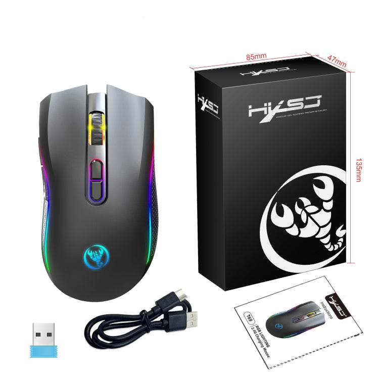 Lisslune | HXSJ T69 4800DPI RGB 2.4GHz Wireless Mouse (Black)
