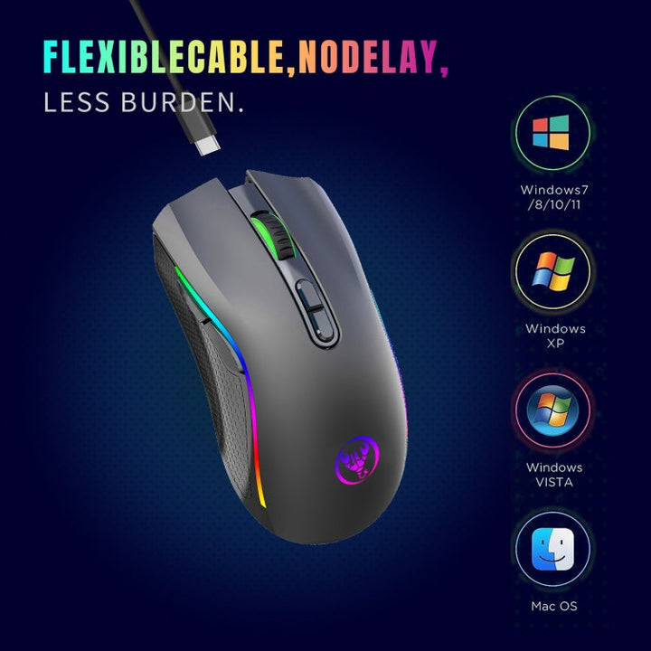 Lisslune | HXSJ T69 4800DPI RGB 2.4GHz Wireless Mouse (Black)