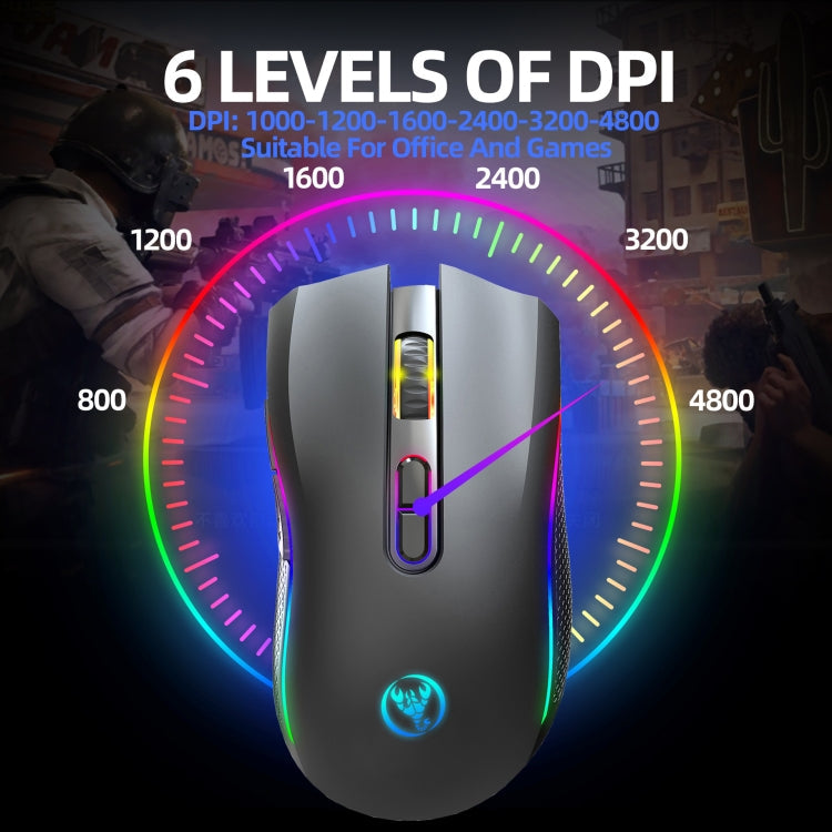Lisslune | HXSJ T69 4800DPI RGB 2.4GHz Wireless Mouse (Black)
