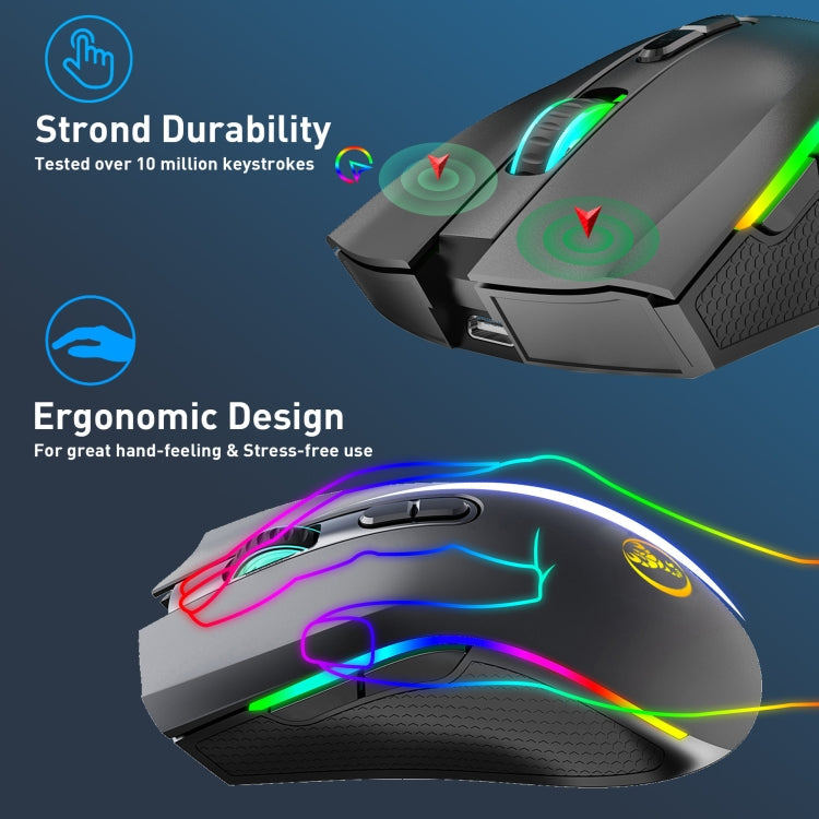 Lisslune | HXSJ T69 4800DPI RGB 2.4GHz Wireless Mouse (Black)