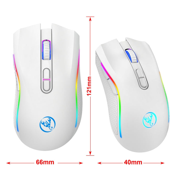 Lisslune | HXSJ T69 4800DPI RGB 2.4GHz Wireless Mouse (White)