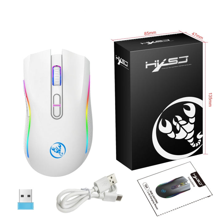 Lisslune | HXSJ T69 4800DPI RGB 2.4GHz Wireless Mouse (White)