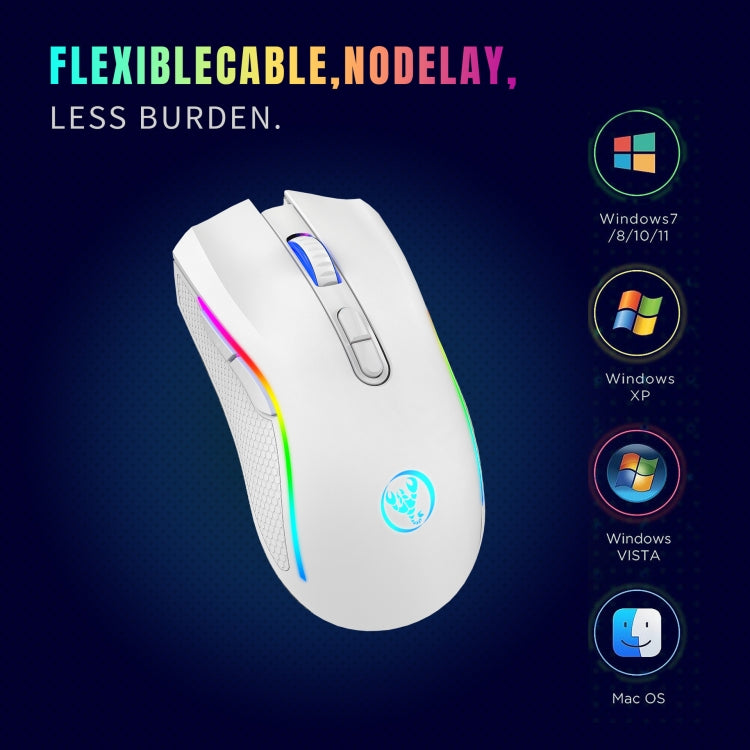 Lisslune | HXSJ T69 4800DPI RGB 2.4GHz Wireless Mouse (White)