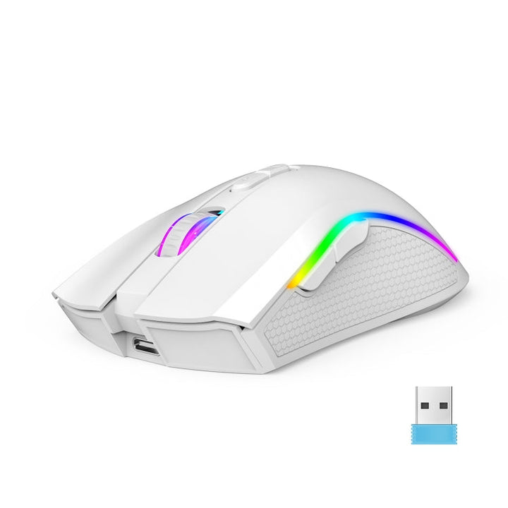 Lisslune | HXSJ T69 4800DPI RGB 2.4GHz Wireless Mouse (White)