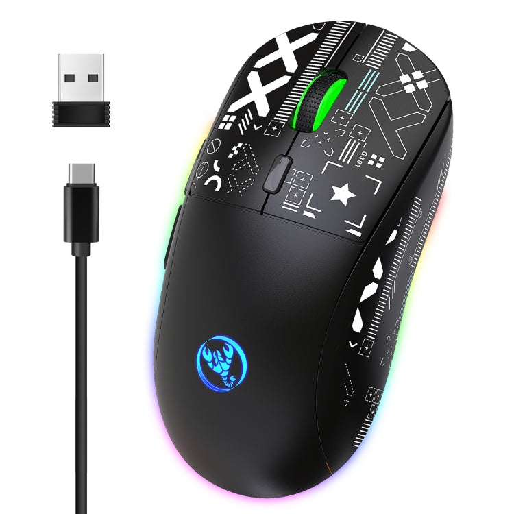 Lisslune | HXSJ T90 RGB Light Three-Mode Wireless Gaming Mouse (Black)