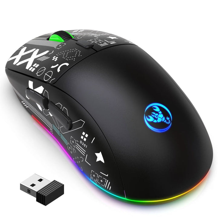 Lisslune | HXSJ T90 RGB Light Three-Mode Wireless Gaming Mouse (Black)